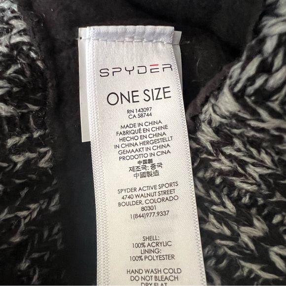 Spyder Black Gray White Beanie Stocking Cap Hat NWOT - Picture 4 of 4